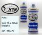 Preview: Ford, Iced Blue Silver Metallic, GP / M7474: 400ml Sprühdose + 400ml Klarlack - Set, von ATW Autoteile West.